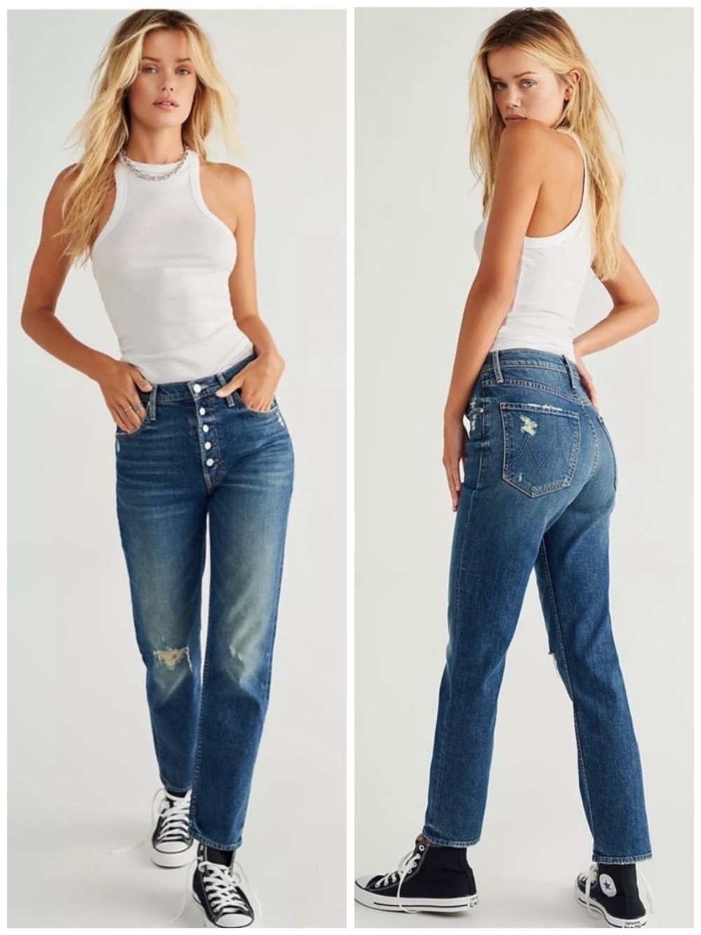 MOTHER The Pixie Tomcat Ankle Jeans In Born To Bite Medium Wash Size 32 Staple